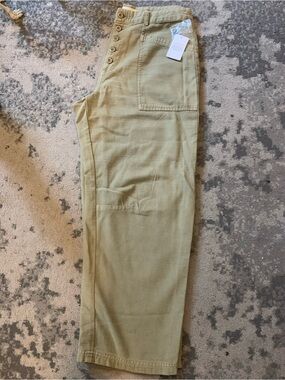 Lucky Brand Women's Cargo Pants in Olive Green with Button-Fly